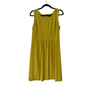 Tahari ASL Mustard Yellow Sleeveless Midi A-Line Dress with Lining, Size 8